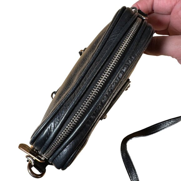 Michael Kors Black Pebbled Leather Zip Chain-Link Crossbody Bag - Picture 3 of 9